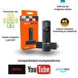 4K Fire Stick TV + Canales 12000 Nacional e Inter + Control Smart+ Alexa Voz Comando  + Garantia