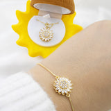 Box Premium Girasol: Set 4 en 1 Collar + Aretes  + Pulsera + Anillo Girasol Giratorio + Sorpresa